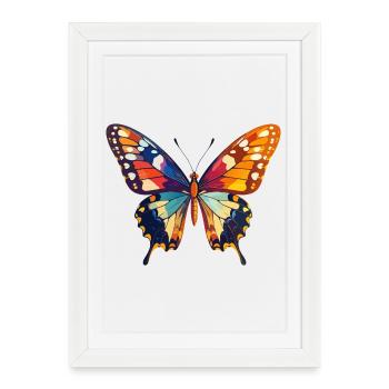 Colorful Butterfly Colorful Wings Motif - Framed poster (27 × 37 cm) - white - Front