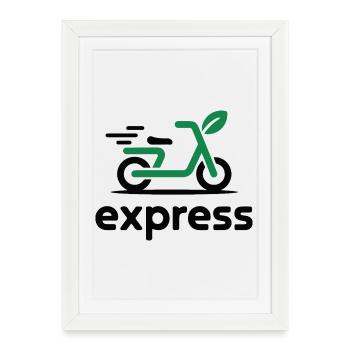 Eco Express Leaf Scooter Logo - Framed poster (27 × 37 cm) - white - Front