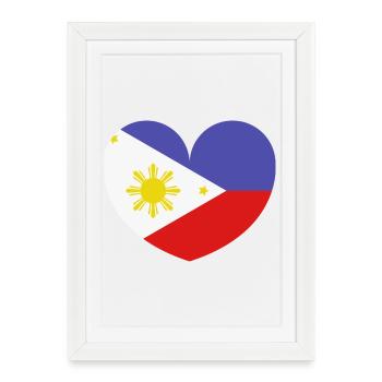Drapeau du cœur des Philippines - Affiche encadrée (27 × 37 cm) - blanc - Devant