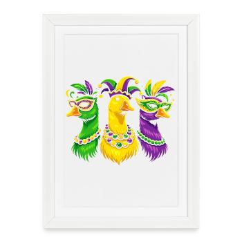 Carnival trio of masked birds - Framed poster (27 × 37 cm) - white - Front