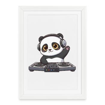Panda DJ Dancing Techno Music DJ Party - Framed poster (27 × 37 cm) - white - Front