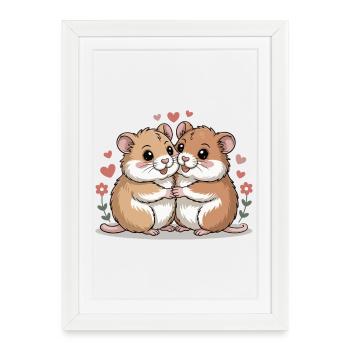 Couple de hamsters pour la Saint-Valentin - Affiche encadrée (27 × 37 cm) - blanc - Devant