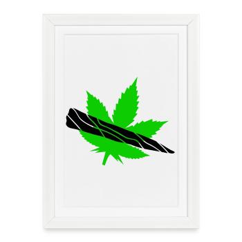 Silhouette de feuilles vertes - Affiche encadrée (27 × 37 cm) - blanc - Devant