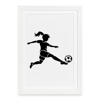 Silhouette féminine de football - Affiche encadrée (27 × 37 cm) - blanc - Devant