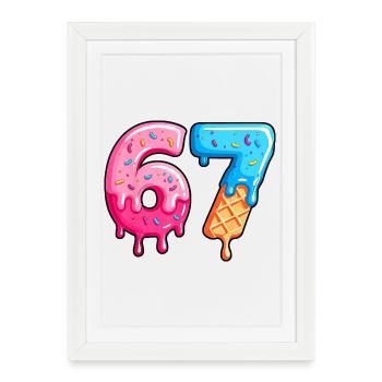 Caractères Sweet 6-7 Dessert Font - Affiche encadrée (27 × 37 cm) - blanc - Devant