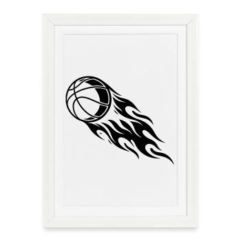 Basketball Fire - Framed poster (27 × 37 cm) - white - Front