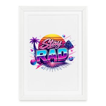 Restez RAD Neon Rétro - Affiche encadrée (27 × 37 cm) - blanc - Devant