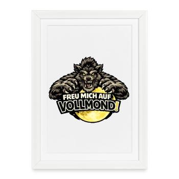 Werewolf Full Moon - funny amok saying - Framed poster (27 × 37 cm) - white - Front