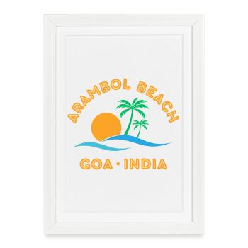 Plage d’Arambol Goa, Inde Palmier Couchant - Affiche encadrée (27 × 37 cm) - blanc - Devant