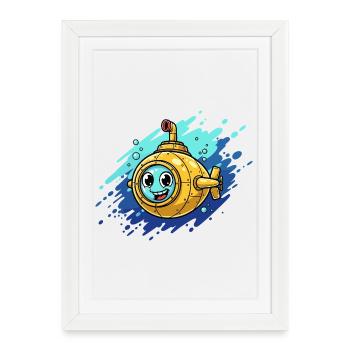 Colorful Submarine Cartoon - Framed poster (27 × 37 cm) - white - Front