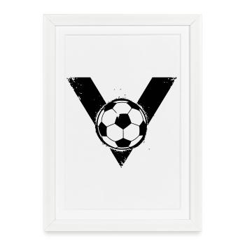 Football V Victory Crest Grunge - Framed poster (27 × 37 cm) - white - Front