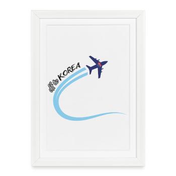Départ pour la Corée Conception de voyages en avion Corée du Sud - Affiche encadrée (27 × 37 cm) - blanc - Devant