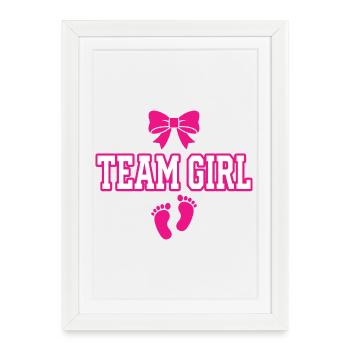 Team Girl Bow Footprints Design - Framed poster (27 × 37 cm) - white - Front