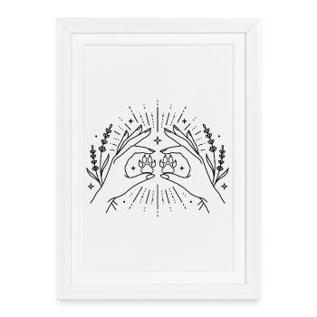 Maman de chien Pattes Mains Bohème Amour animal Maîtresse - Affiche encadrée (27 × 37 cm) - blanc - Devant