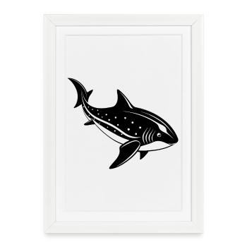 Requin-baleine - Affiche encadrée (27 × 37 cm) - blanc - Devant