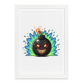 Angry Bomber Ball Neonburst - Framed poster (27 × 37 cm) - white - Front