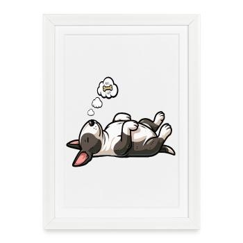 Bull Terrier miniature Bully Bull Terrier Propriétaire - Affiche encadrée (27 × 37 cm) - blanc - Devant