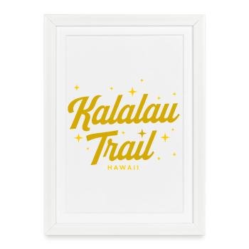 Lettrage sur le sentier Kalalau à Hawaï - Affiche encadrée (27 × 37 cm) - blanc - Devant