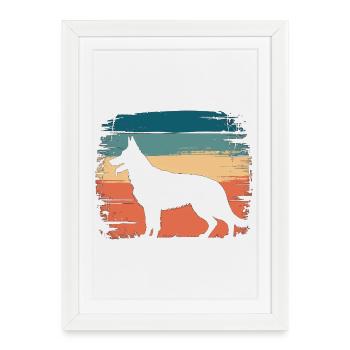 Dingo Animal Dog Sauvage Australien Design - Affiche encadrée (27 × 37 cm) - blanc - Devant