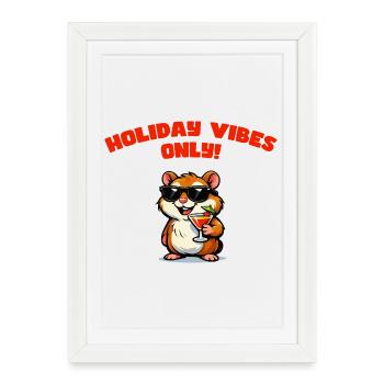 Hamster avec ambiance de fête & cocktail - Affiche encadrée (27 × 37 cm) - blanc - Devant