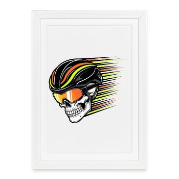 Skull Bicycle VTT VTT Conception de VTT - Affiche encadrée (27 × 37 cm) - blanc - Devant