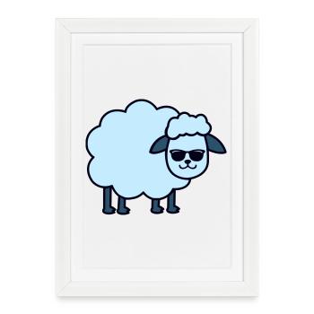 Lunettes de soleil Bleu mouton - Affiche encadrée (27 × 37 cm) - blanc - Devant