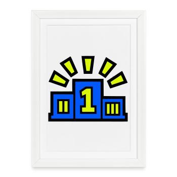 Winner Podium Place 1 Champion - Framed poster (27 × 37 cm) - white - Front
