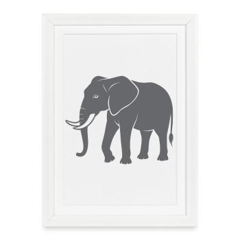 Éléphant - Affiche encadrée (27 × 37 cm) - blanc - Devant