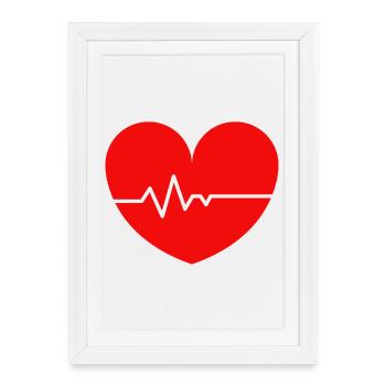 Ligne Battement de cœur Cœur - Affiche encadrée (27 × 37 cm) - blanc - Devant