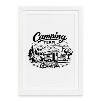 Camping Team Wagon - Framed poster (27 × 37 cm) - white - Front