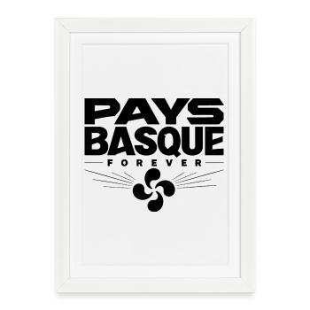 Pays Basque Forever Lauburu Vintage Design - Affiche encadrée (27 × 37 cm) - blanc - Devant