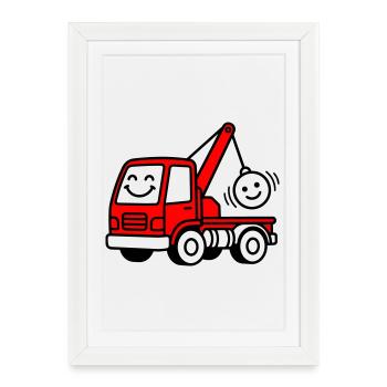 Kinder aus Schrottwagen - Gerahmtes Poster (27 × 37 cm) - Weiß - Vorne