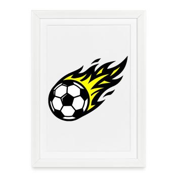 Ballon de Flamme de Football - Affiche encadrée (27 × 37 cm) - blanc - Devant