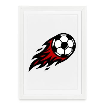 Balle de feu de football - Affiche encadrée (27 × 37 cm) - blanc - Devant
