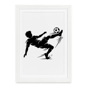 Overhead kick football silhouette - Framed poster (27 × 37 cm) - white - Front