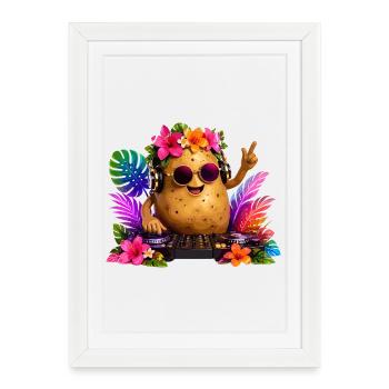 Tropical Potato DJ Party - Framed poster (27 × 37 cm) - white - Front