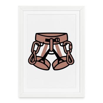 Climbing Harness Mountaineering Climbing Climbing Hall - Framed poster (27 × 37 cm) - white - Front