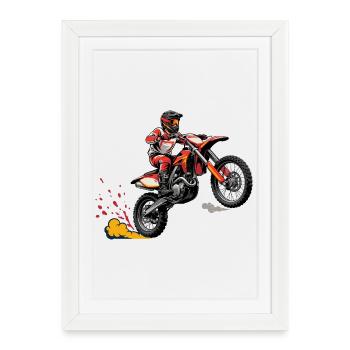 Motocross Jump Illustration - Framed poster (27 × 37 cm) - white - Front