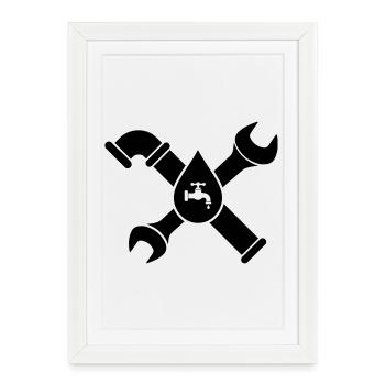 Plumber Pipe Wrench Plumbing Logo - Framed poster (27 × 37 cm) - white - Front