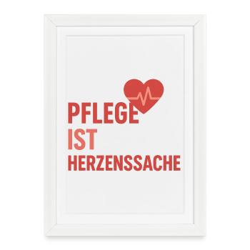 Pflege Herzsache - Gerahmtes Poster (27 × 37 cm) - Weiß - Vorne