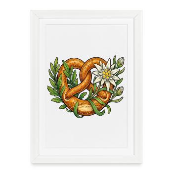 Pretzel Edelweiss Folk Festival Traditional Costume Replacement - Framed poster (27 × 37 cm) - white - Front