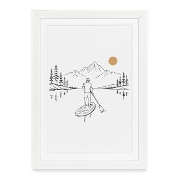Pagaie debout sur le lac - Affiche encadrée (27 × 37 cm) - blanc - Devant