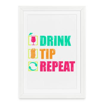 Serveur Barman Barchef - Affiche encadrée (27 × 37 cm) - blanc - Devant
