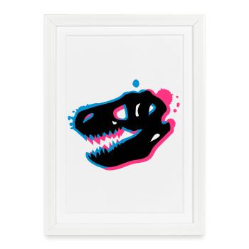 Un T-Rex crâne de 3-D - Affiche encadrée (27 × 37 cm) - blanc - Devant
