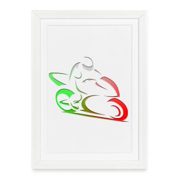Motard moto Italie - Affiche encadrée (27 × 37 cm) - blanc - Devant
