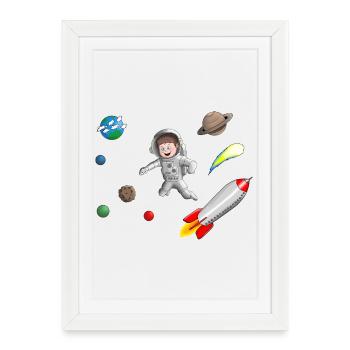 Space - Garçon astronaute - Affiche encadrée (27 × 37 cm) - blanc - Devant