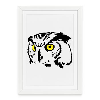 chouette - Affiche encadrée (27 × 37 cm) - blanc - Devant