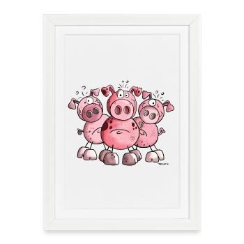 Three Pigs - Framed poster (27 × 37 cm) - white - Front