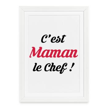 Maman - Fête des Mères - Bébé - Cuisine - Chef - Affiche encadrée (27 × 37 cm) - blanc - Devant