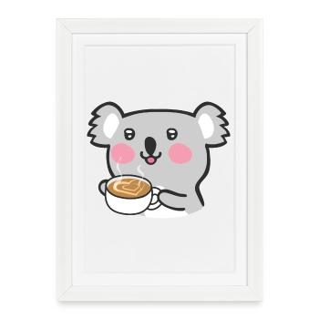 Encouragement au café koala - Affiche encadrée (27 × 37 cm) - blanc - Devant